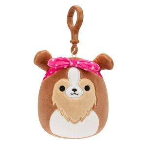 NWT Squishmallows Original 3.5 inch Andres the Brown Sheltie Clip-on